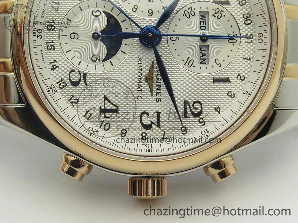 Master Moonphase Chronograph SS RG GSF 1:1 Best Edition White Dial on SS RG Bracelet A7751