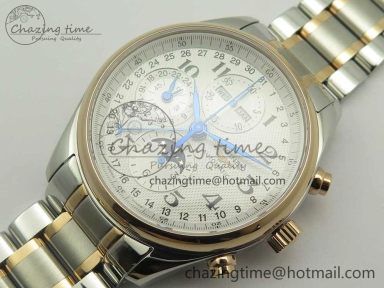 Master Moonphase Chronograph SS RG GSF 1:1 Best Edition White Dial on SS RG Bracelet A7751