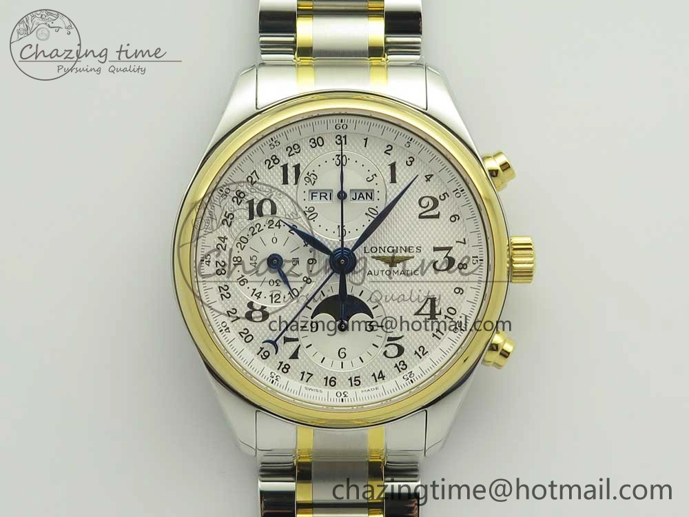 Master Moonphase Chronograph SS YG GSF 1:1 Best Edition White Dial on SS YG Bracelet A7751