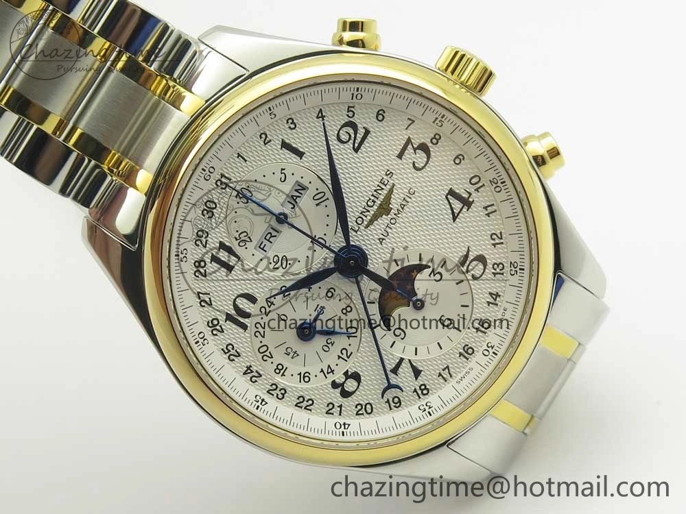 Master Moonphase Chronograph SS YG GSF 1:1 Best Edition White Dial on SS YG Bracelet A7751