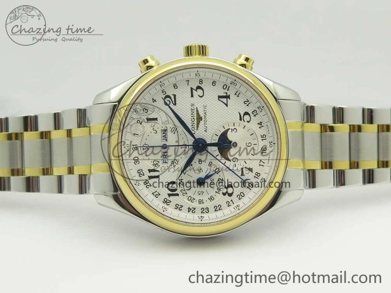 Master Moonphase Chronograph SS YG GSF 1:1 Best Edition White Dial on SS YG Bracelet A7751