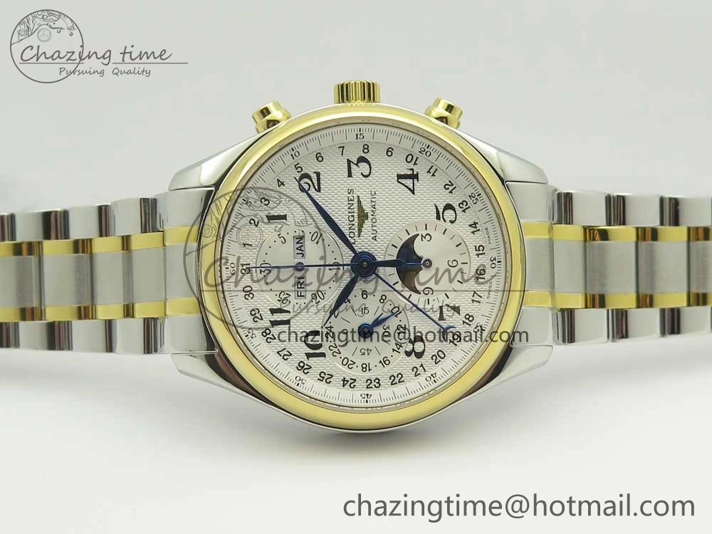 Master Moonphase Chronograph SS YG GSF 1:1 Best Edition White Dial on SS YG Bracelet A7751