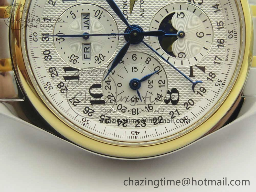 Master Moonphase Chronograph SS YG GSF 1:1 Best Edition White Dial on SS YG Bracelet A7751
