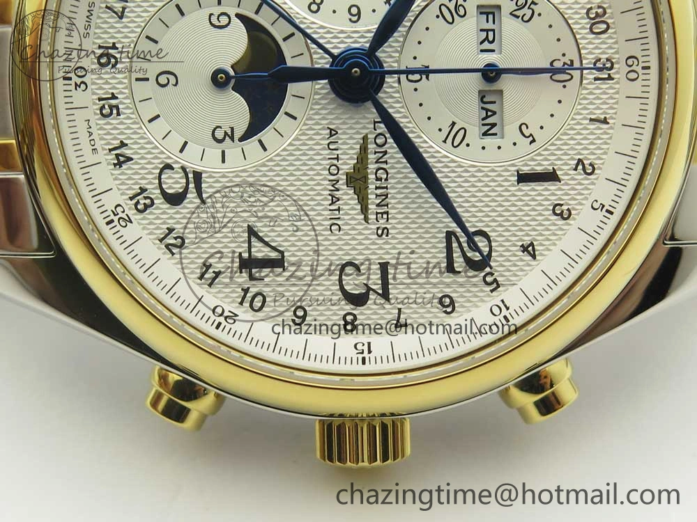 Master Moonphase Chronograph SS YG GSF 1:1 Best Edition White Dial on SS YG Bracelet A7751