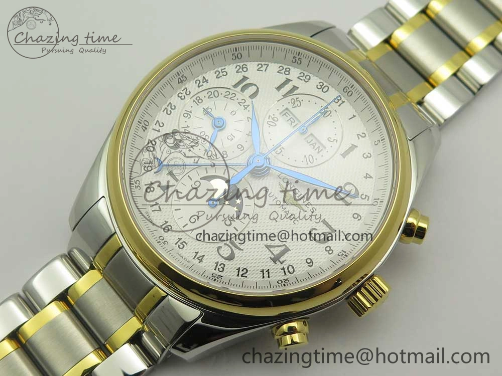 Master Moonphase Chronograph SS YG GSF 1:1 Best Edition White Dial on SS YG Bracelet A7751