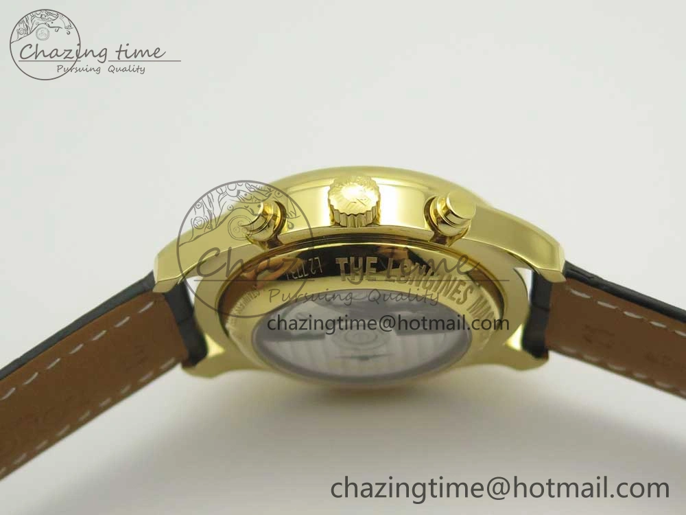 Master Moonphase Chronograph YG GSF 1:1 Best Edition White Dial on Brown Leather Strap A7751