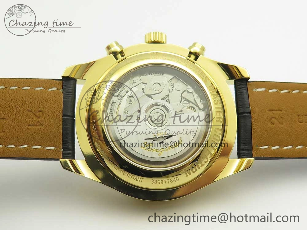 Master Moonphase Chronograph YG GSF 1:1 Best Edition White Dial on Brown Leather Strap A7751