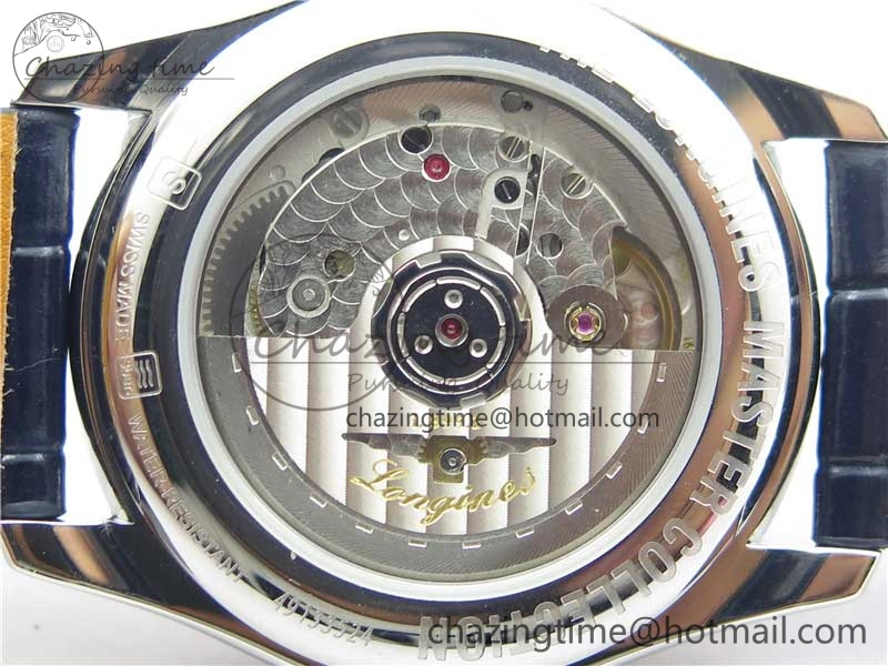 Master Moonphase L2.909.4.78.3 SS GSF 1:1 Best Edtion Blue Dial Crystal Markers On Blue Leather Strap A899 V3