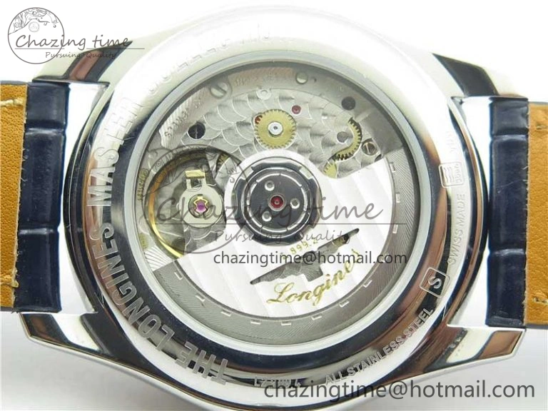 Master Moonphase L2.909.4.78.3 SS GSF 1:1 Best Edtion Blue Dial Crystal Markers On Blue Leather Strap A899 V3
