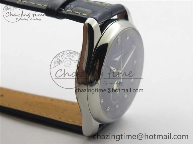 Master Moonphase L2.909.4.78.3 SS GSF 1:1 Best Edtion Blue Dial Crystal Markers On Blue Leather Strap A899 V3