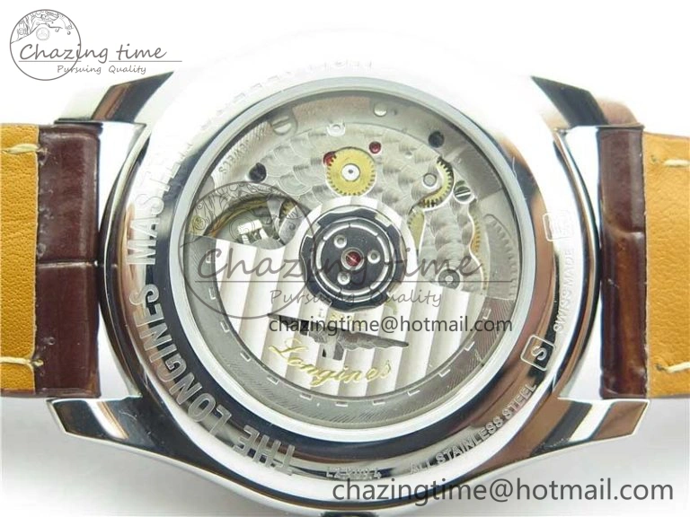Master Moonphase L2.909.4.78.3 SS GSF 1:1 Best Edtion White Dial On Brown Leather Strap A899 V3