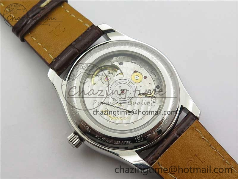 Master Moonphase L2.909.4.78.3 SS GSF 1:1 Best Edtion White Dial On Brown Leather Strap A899 V3