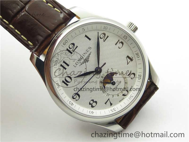 Master Moonphase L2.909.4.78.3 SS GSF 1:1 Best Edtion White Dial On Brown Leather Strap A899 V3