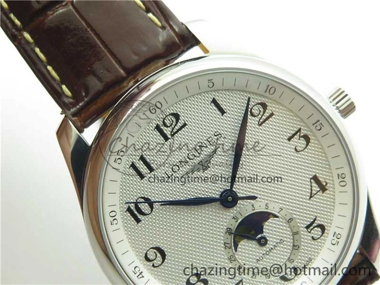 Master Moonphase L2.909.4.78.3 SS GSF 1:1 Best Edtion White Dial On Brown Leather Strap A899 V3