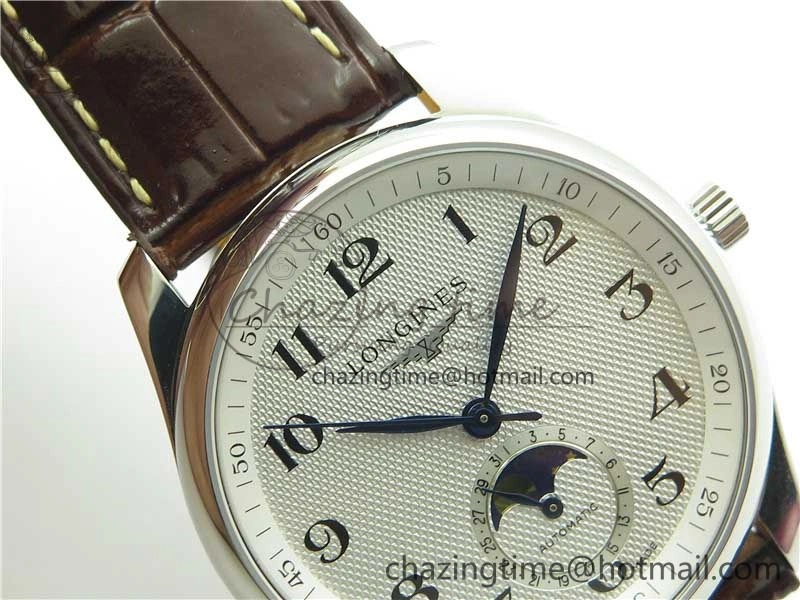 Master Moonphase L2.909.4.78.3 SS GSF 1:1 Best Edtion White Dial On Brown Leather Strap A899 V3