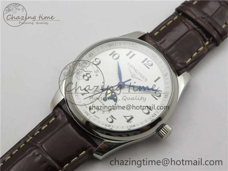 Master Moonphase L2.909.4.78.3 SS GSF 1:1 Best Edtion White Dial On Brown Leather Strap A899 V3