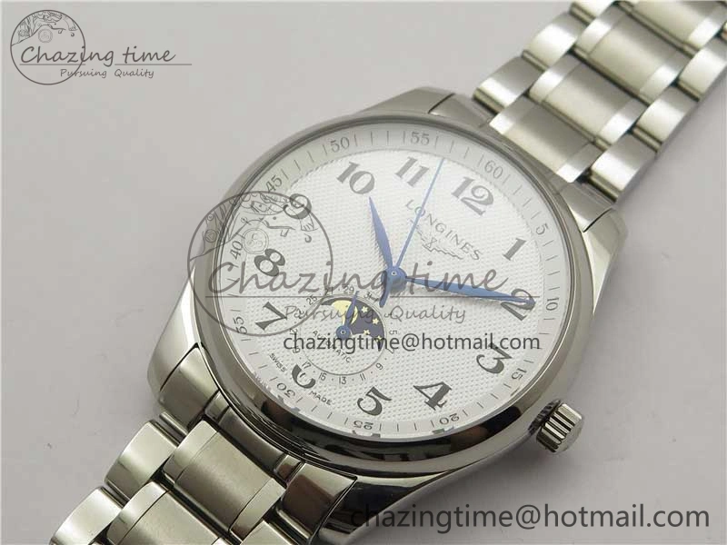 Master Moonphase L2.909.4.78.3 SS GSF 1:1 Best Edtion White Dial On SS Bracelet A899 V3