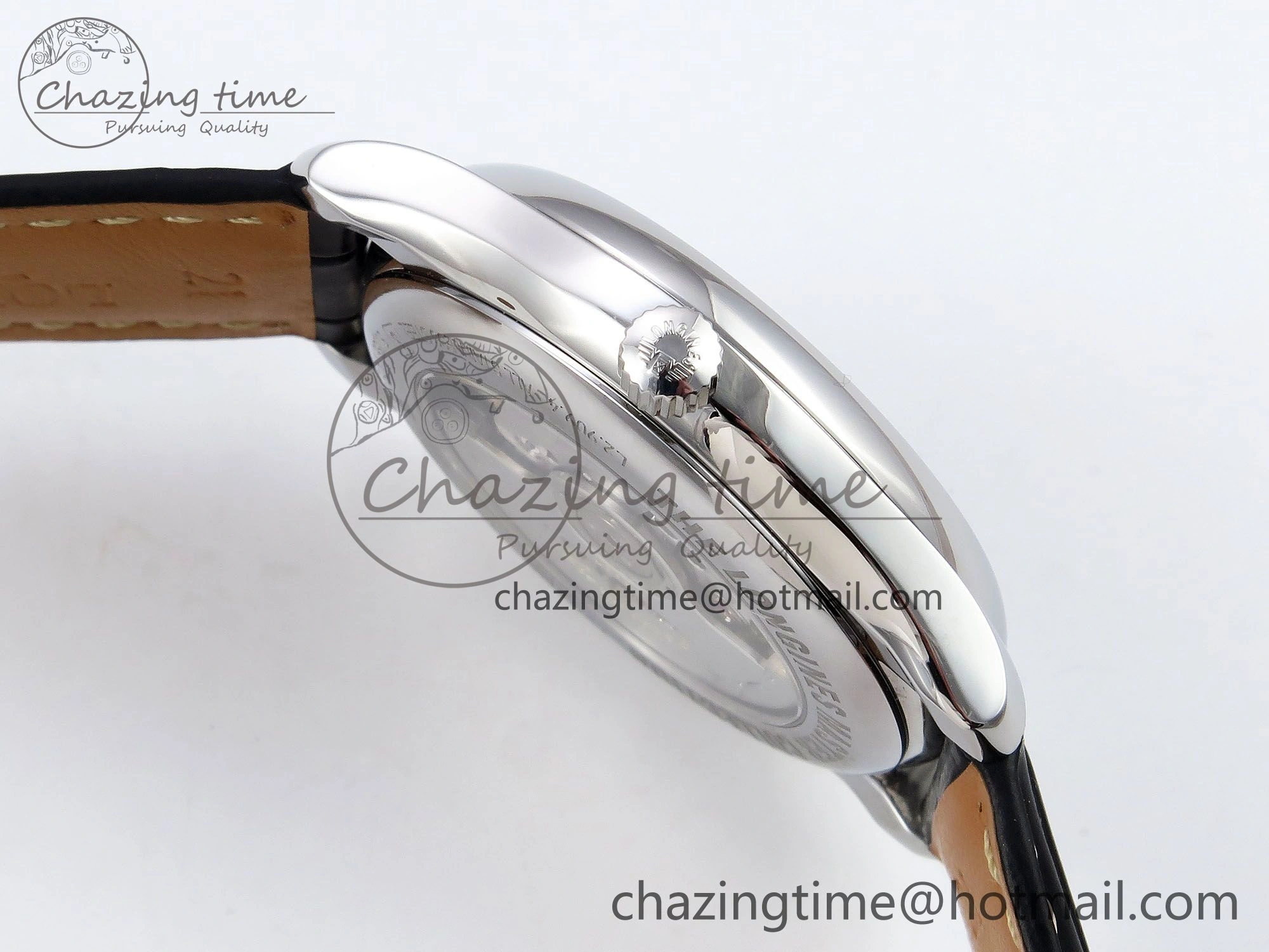 Master Moonphase SS APSF 1:1 Best Edition Black Roman Dial on Black Leather Strap AL899