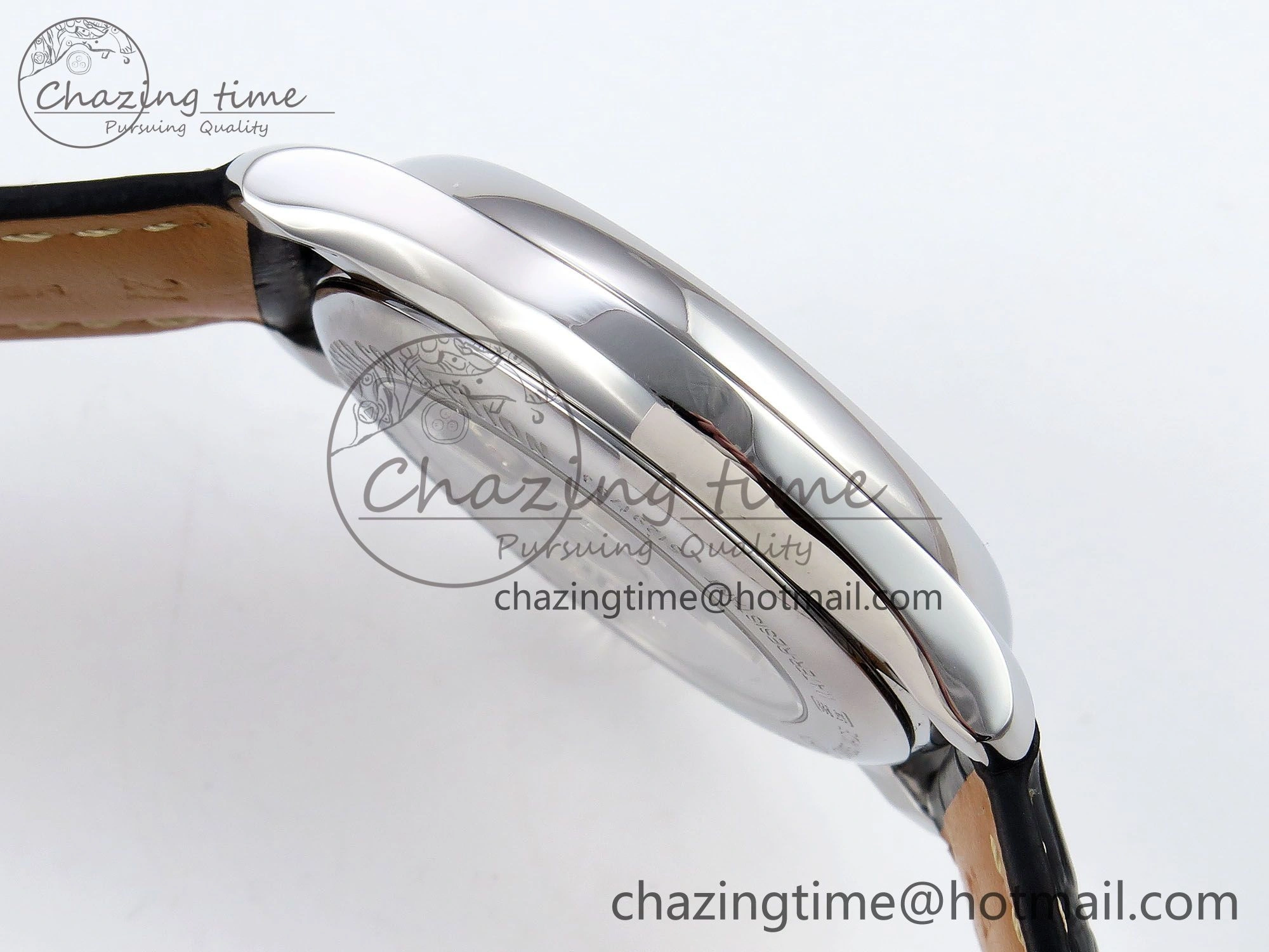 Master Moonphase SS APSF 1:1 Best Edition Black Roman Dial on Black Leather Strap AL899