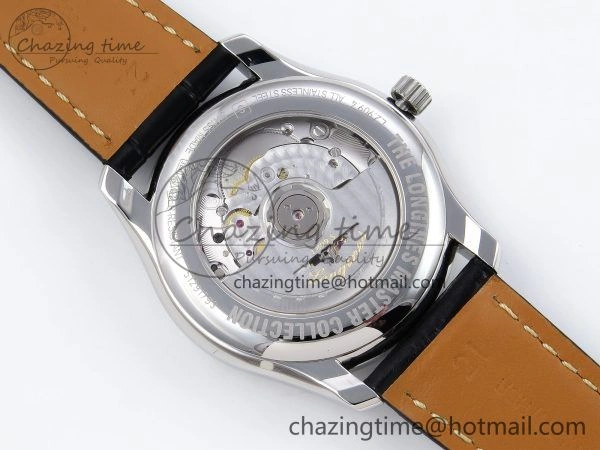 Master Moonphase SS APSF 1:1 Best Edition Black Roman Dial on Black Leather Strap AL899