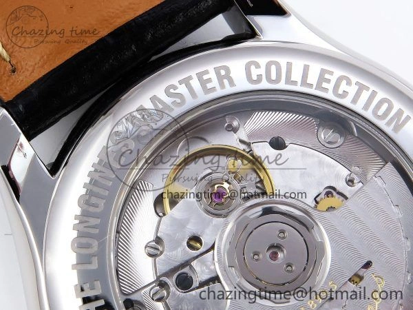 Master Moonphase SS APSF 1:1 Best Edition Black Roman Dial on Black Leather Strap AL899