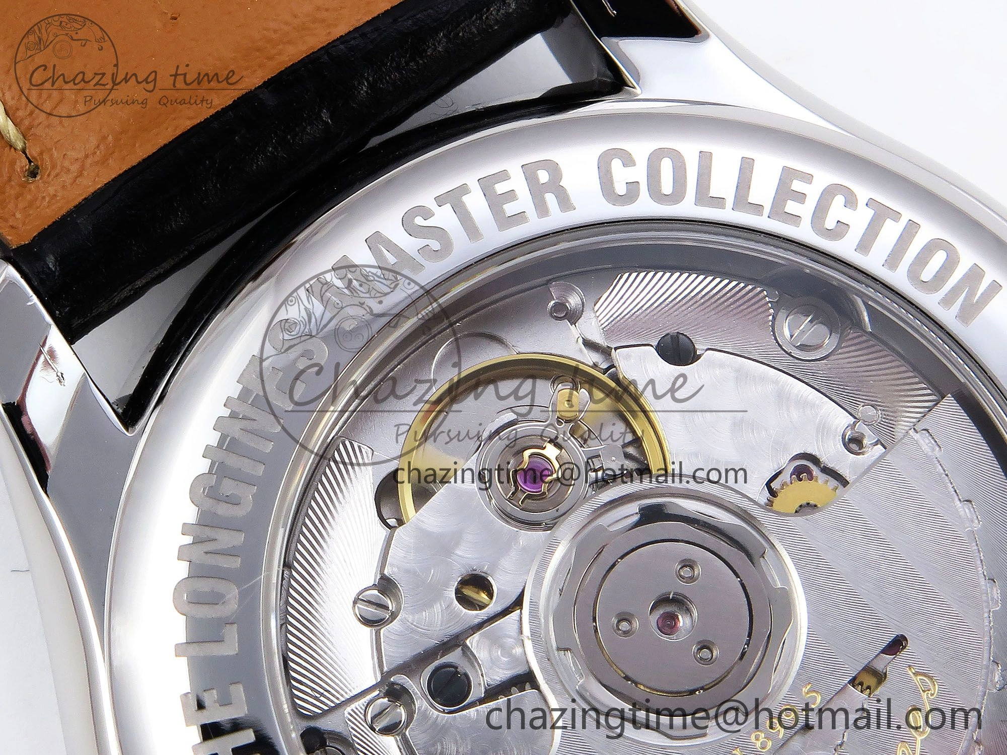 Master Moonphase SS APSF 1:1 Best Edition Black Roman Dial on Black Leather Strap AL899