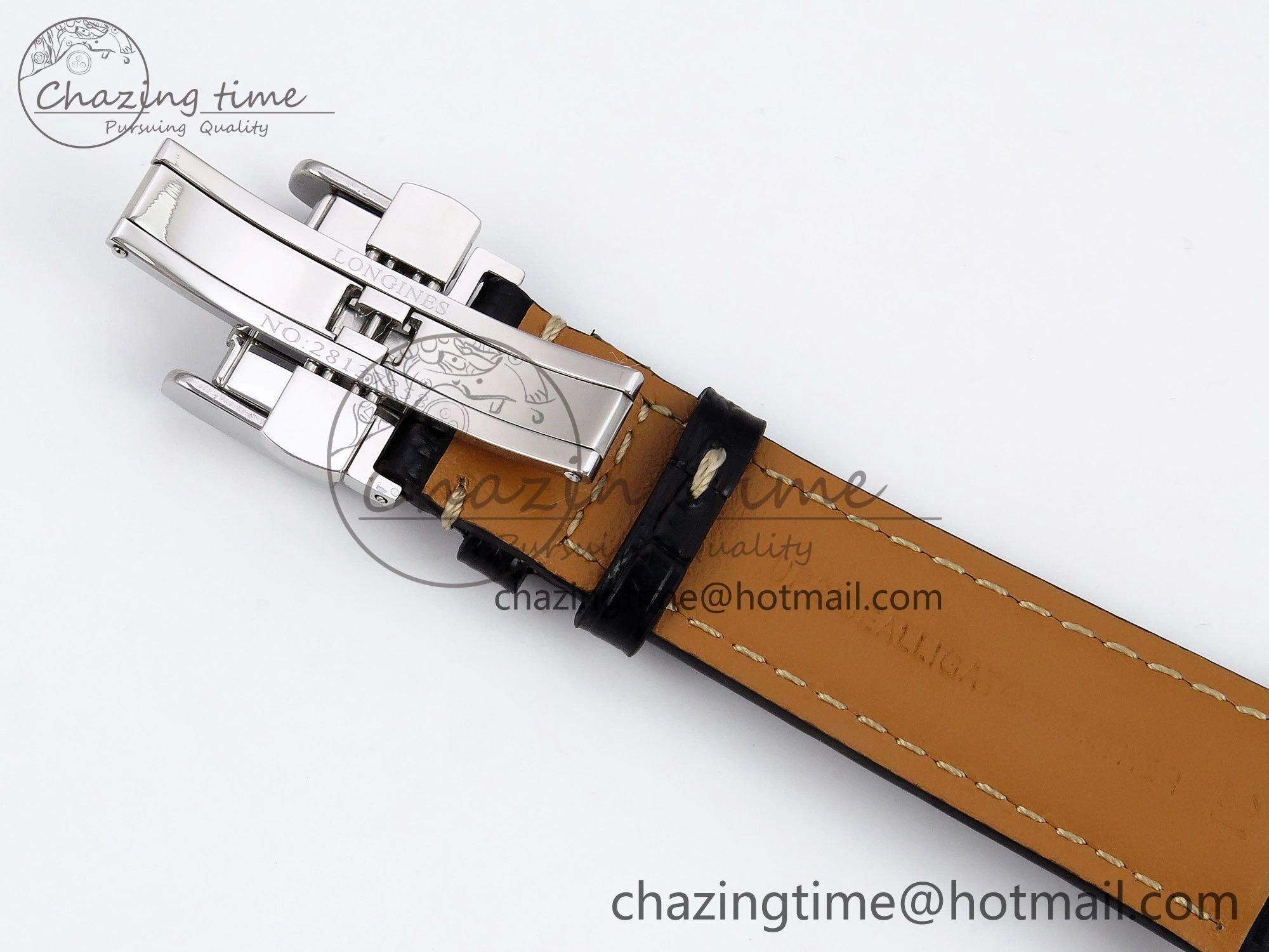 Master Moonphase SS APSF 1:1 Best Edition Black Roman Dial on Black Leather Strap AL899
