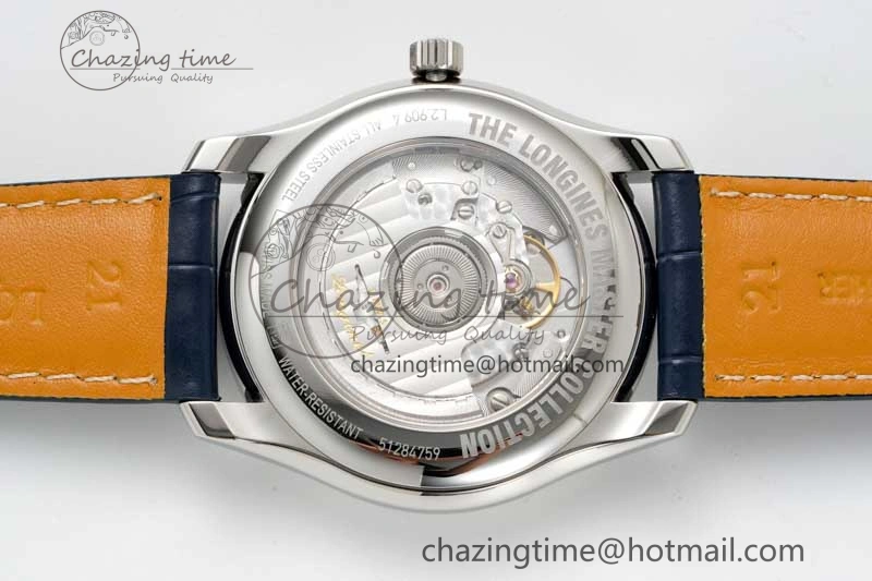 Master Moonphase SS APSF 1:1 Best Edition Blue Diamonds Dial on Blue Leather Strap AL899