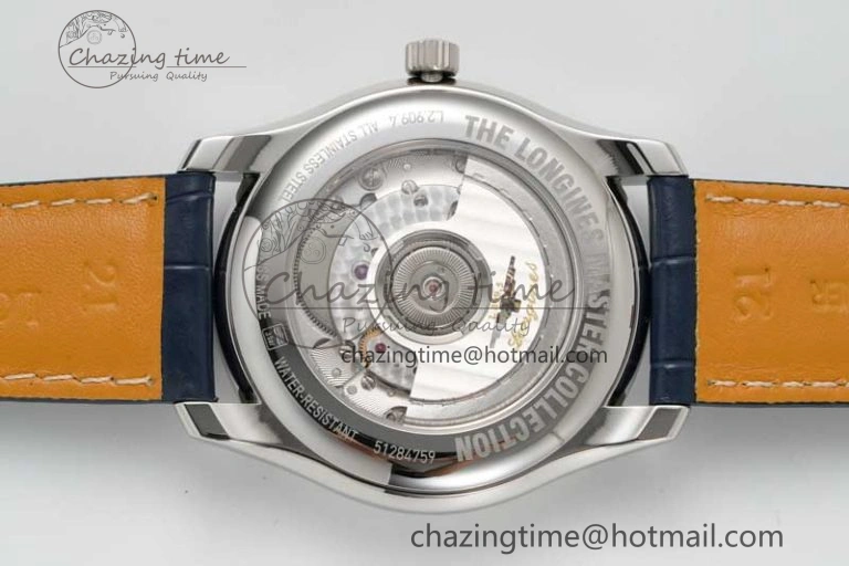 Master Moonphase SS APSF 1:1 Best Edition Blue Diamonds Dial on Blue Leather Strap AL899