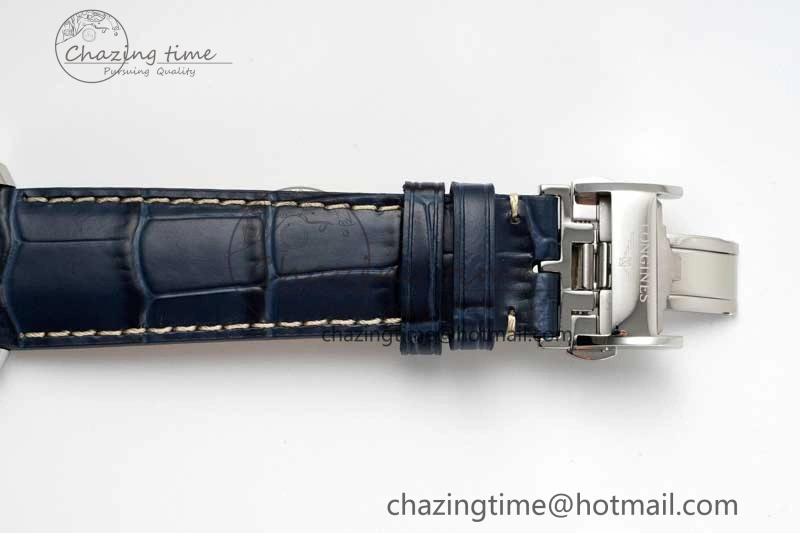 Master Moonphase SS APSF 1:1 Best Edition Blue Diamonds Dial on Blue Leather Strap AL899