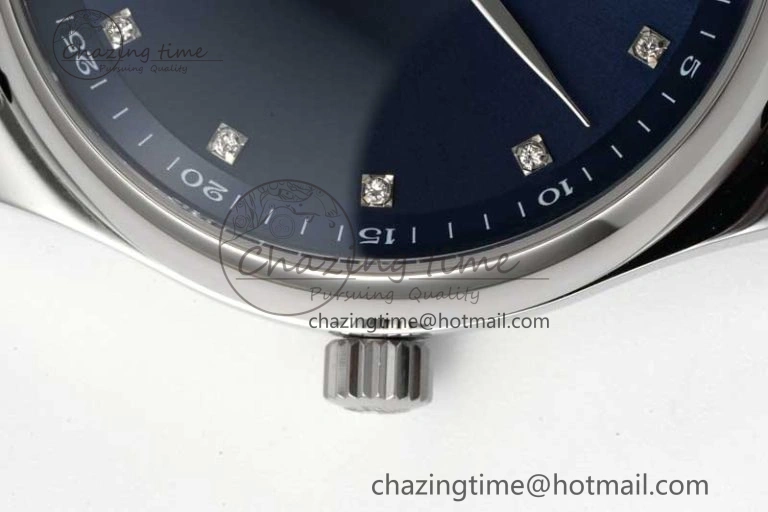 Master Moonphase SS APSF 1:1 Best Edition Blue Diamonds Dial on Blue Leather Strap AL899