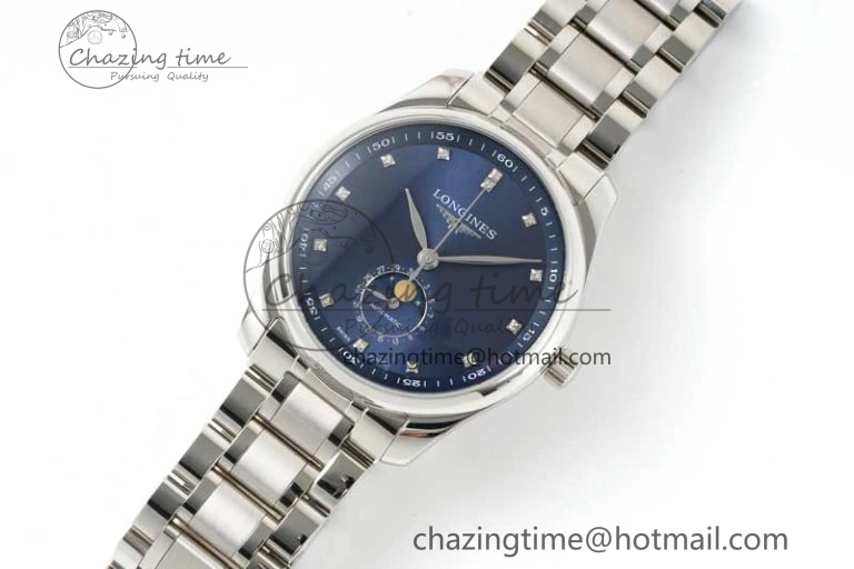 Master Moonphase SS APSF 1:1 Best Edition Blue Diamonds Dial on SS Bracelet AL899