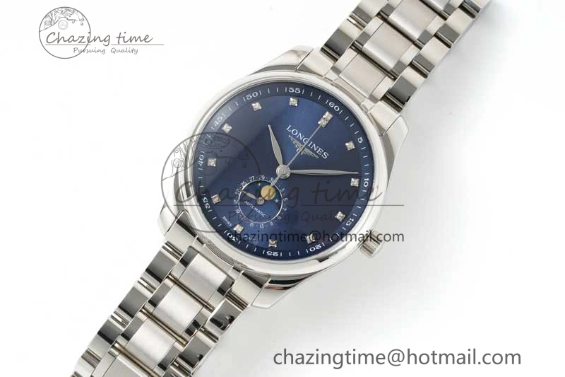 Master Moonphase SS APSF 1:1 Best Edition Blue Diamonds Dial on SS Bracelet AL899
