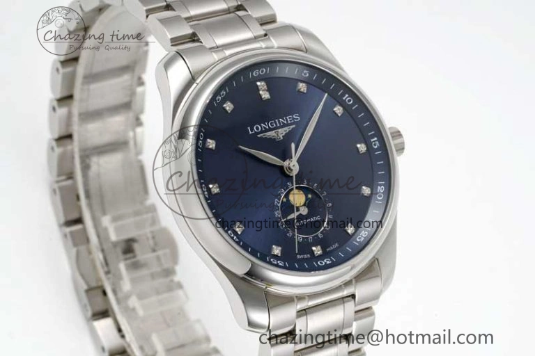 Master Moonphase SS APSF 1:1 Best Edition Blue Diamonds Dial on SS Bracelet AL899