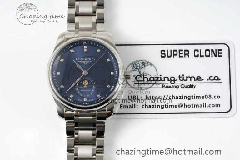 Master Moonphase SS APSF 1:1 Best Edition Blue Diamonds Dial on SS Bracelet AL899