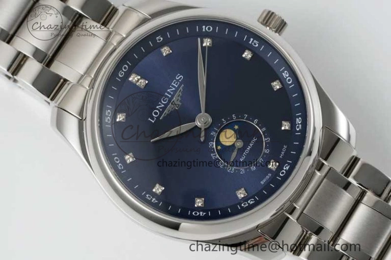 Master Moonphase SS APSF 1:1 Best Edition Blue Diamonds Dial on SS Bracelet AL899