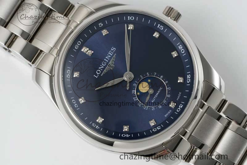 Master Moonphase SS APSF 1:1 Best Edition Blue Diamonds Dial on SS Bracelet AL899