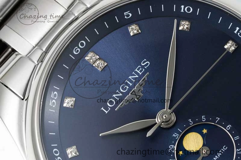 Master Moonphase SS APSF 1:1 Best Edition Blue Diamonds Dial on SS Bracelet AL899
