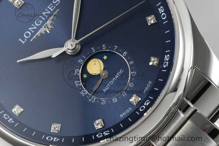 Master Moonphase SS APSF 1:1 Best Edition Blue Diamonds Dial on SS Bracelet AL899