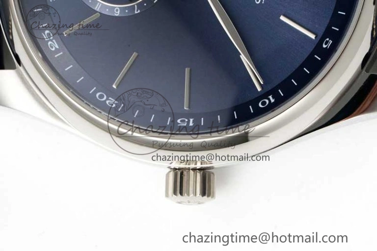 Master Moonphase SS APSF 1:1 Best Edition Blue Stick Dial on Blue Leather Strap AL899