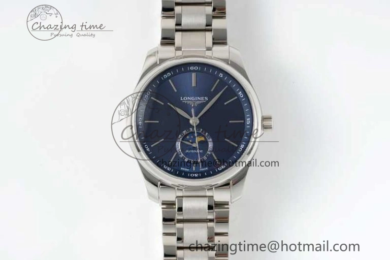 Master Moonphase SS APSF 1:1 Best Edition Blue Stick Dial on SS Bracelet AL899
