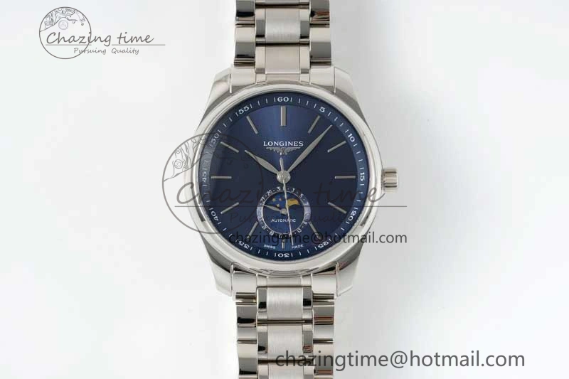 Master Moonphase SS APSF 1:1 Best Edition Blue Stick Dial on SS Bracelet AL899