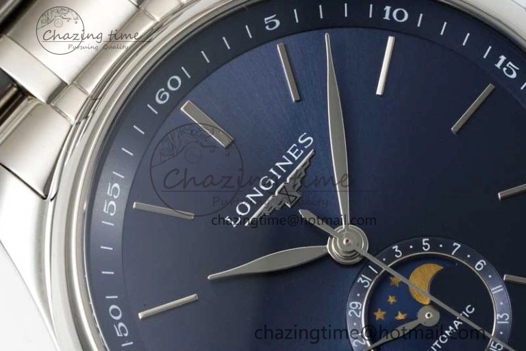 Master Moonphase SS APSF 1:1 Best Edition Blue Stick Dial on SS Bracelet AL899