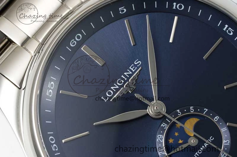 Master Moonphase SS APSF 1:1 Best Edition Blue Stick Dial on SS Bracelet AL899