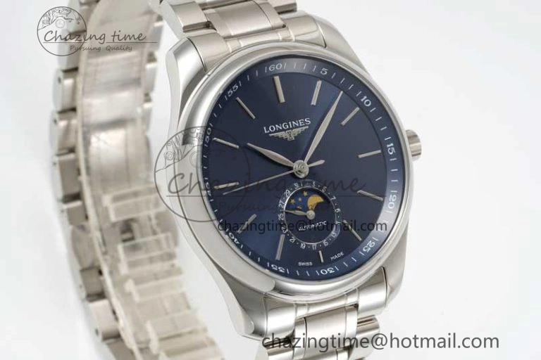 Master Moonphase SS APSF 1:1 Best Edition Blue Stick Dial on SS Bracelet AL899