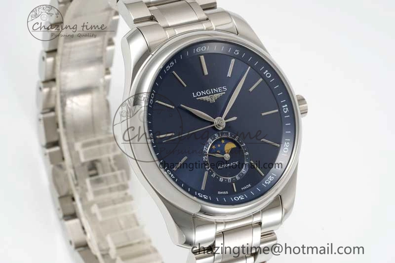 Master Moonphase SS APSF 1:1 Best Edition Blue Stick Dial on SS Bracelet AL899