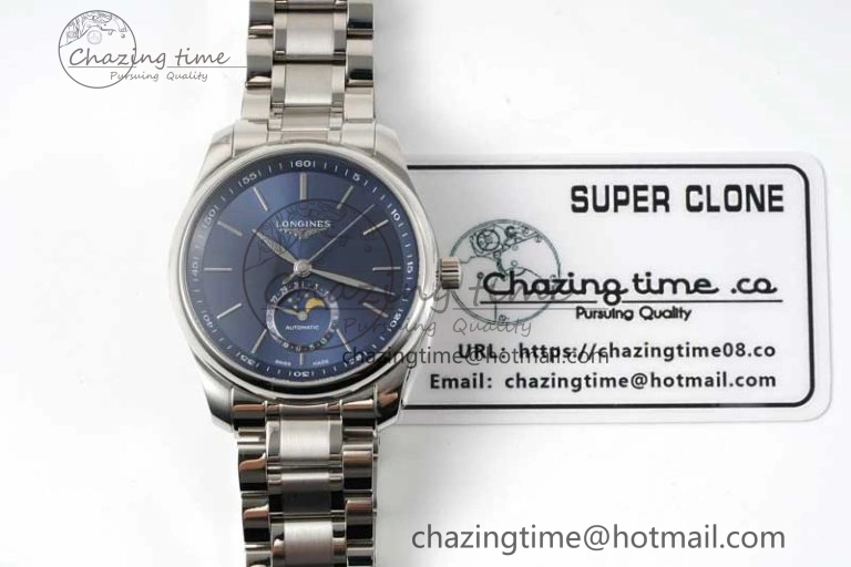Master Moonphase SS APSF 1:1 Best Edition Blue Stick Dial on SS Bracelet AL899