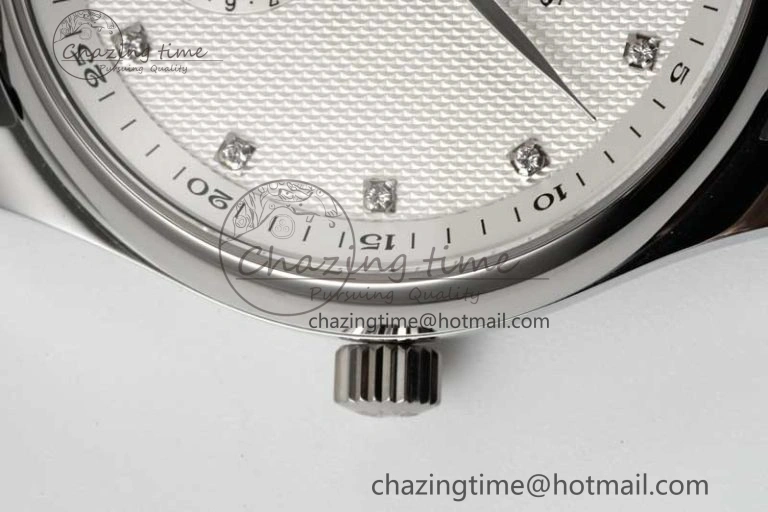 Master Moonphase SS APSF 1:1 Best Edition White Diamonds Dial on Brown Leather Strap AL899