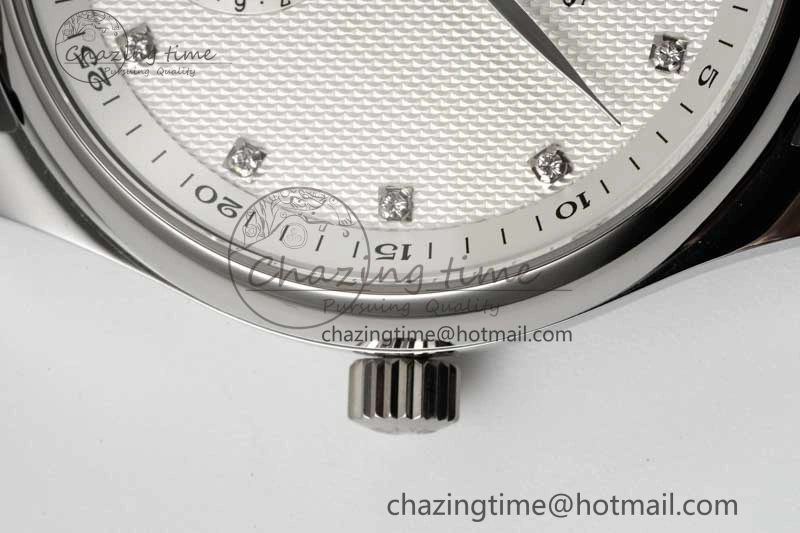 Master Moonphase SS APSF 1:1 Best Edition White Diamonds Dial on Brown Leather Strap AL899