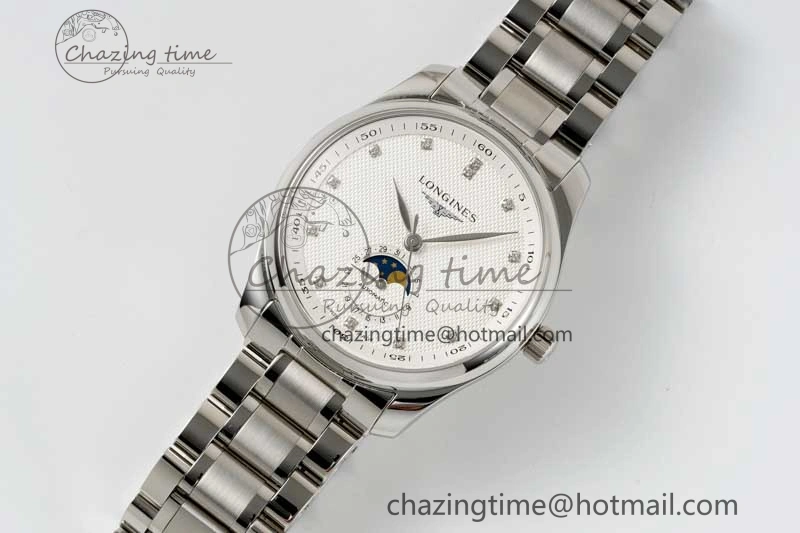 Master Moonphase SS APSF 1:1 Best Edition White Diamonds Dial on SS Bracelet AL899